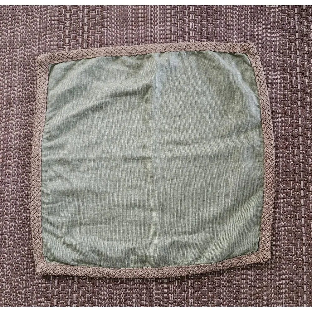 Pottery Barn Sage Green Woven Trimmed Linen Pillow Cover 20